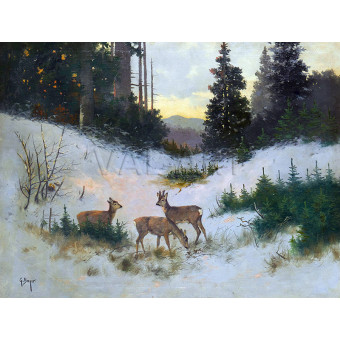 РЕПРОДУКЦИИ НА КАРТИНИ Сърни на горска поляна през зимата (1903)